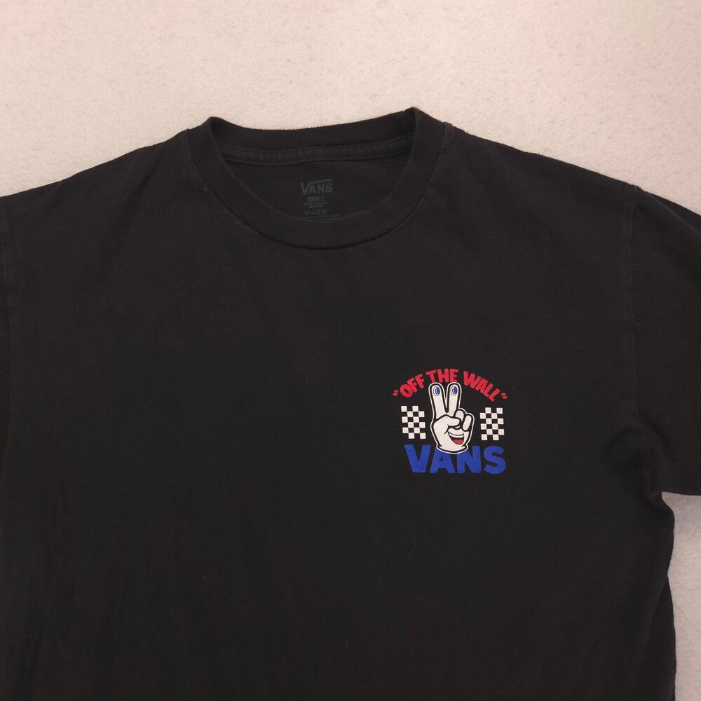 Vans Off the Wall Casual Crew Neck Graphic Shirt Mens Size Small S Black 16246